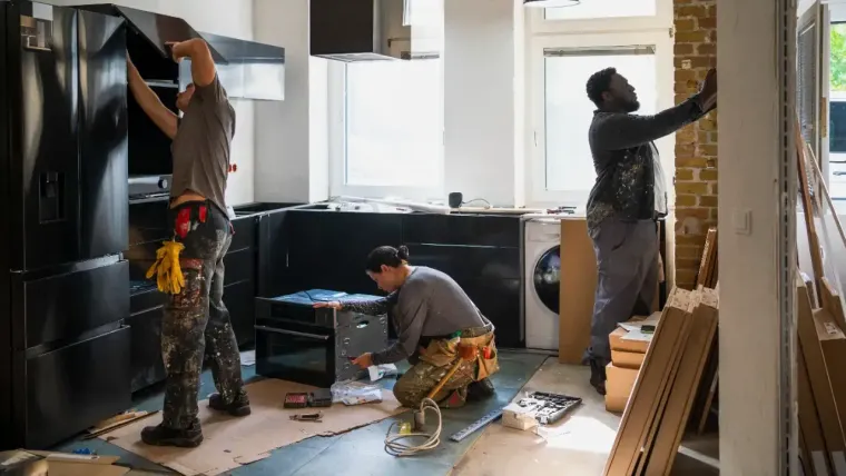 Dark Wood Or Dark Finished Cabinetry Kitchen Remodel by Riverstone Construction and Home Improvement Company project photo